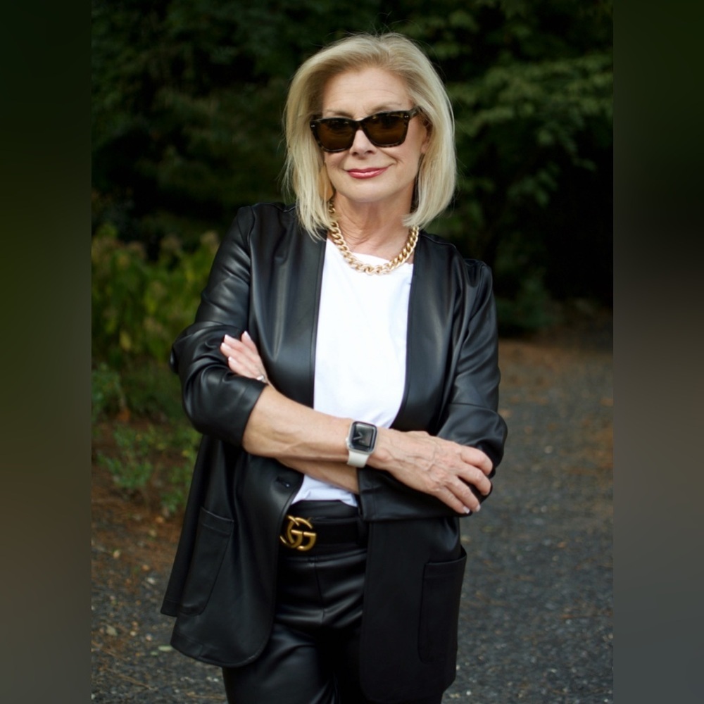 Vegan Leather Blazer Black Size XL NWT